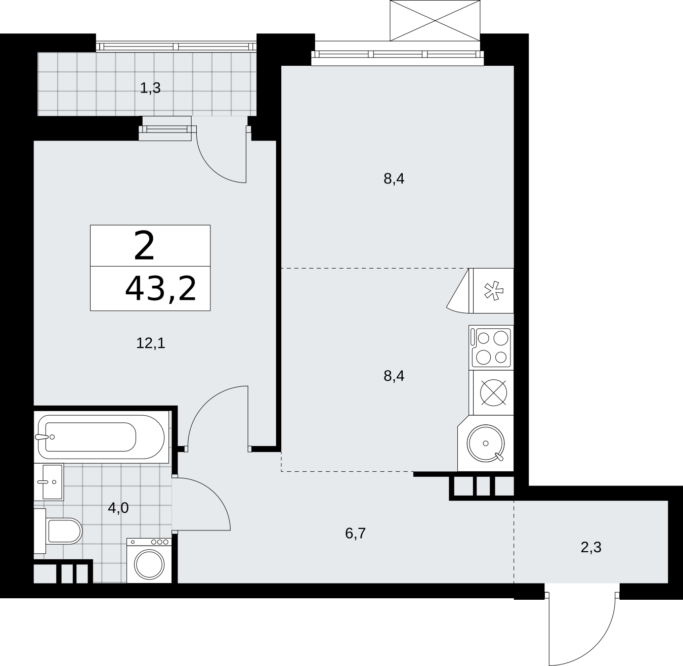 1-комнатная квартира в ЖК TopHILLS на 5 этаже в 1 секции. Сдача в 1 кв. 2023 г.