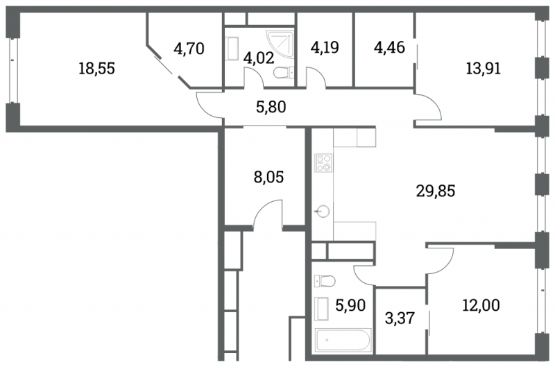 1-комнатная квартира с отделкой в ЖК Лучи на 21 этаже в 1 секции. Сдача в 3 кв. 2024 г.