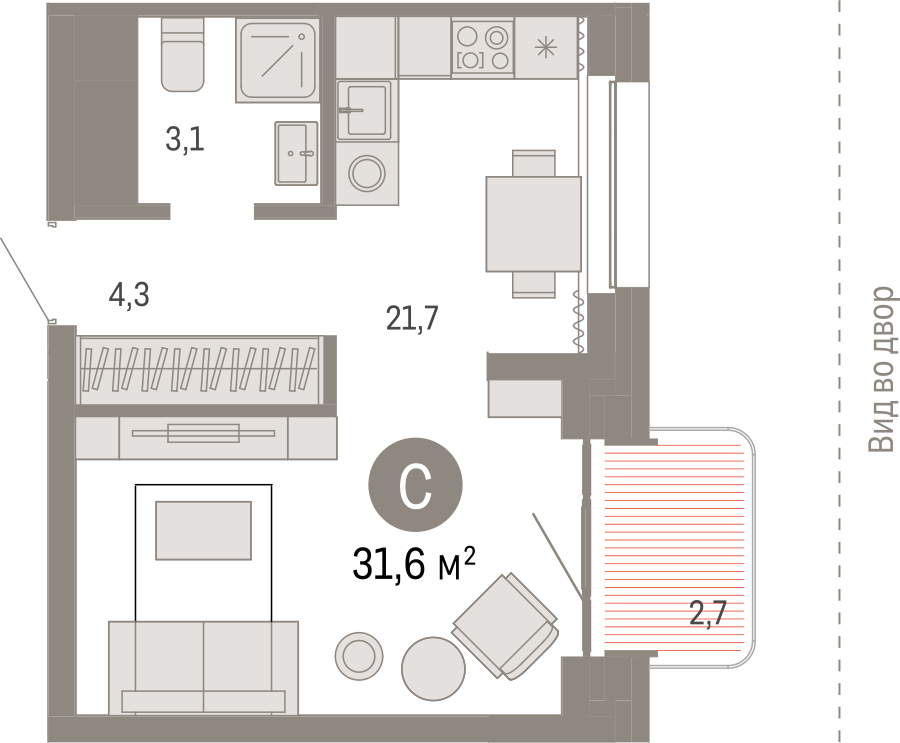 1-комнатная квартира с отделкой в ЖК Бунинские кварталы на 9 этаже в 6 секции. Сдача в 2 кв. 2026 г.