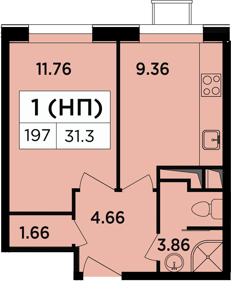 1-комнатная квартира в ЖК Легендарный Квартал на Березовой  аллее на 4 этаже в 1 секции. Сдача в 3 кв. 2019 г.