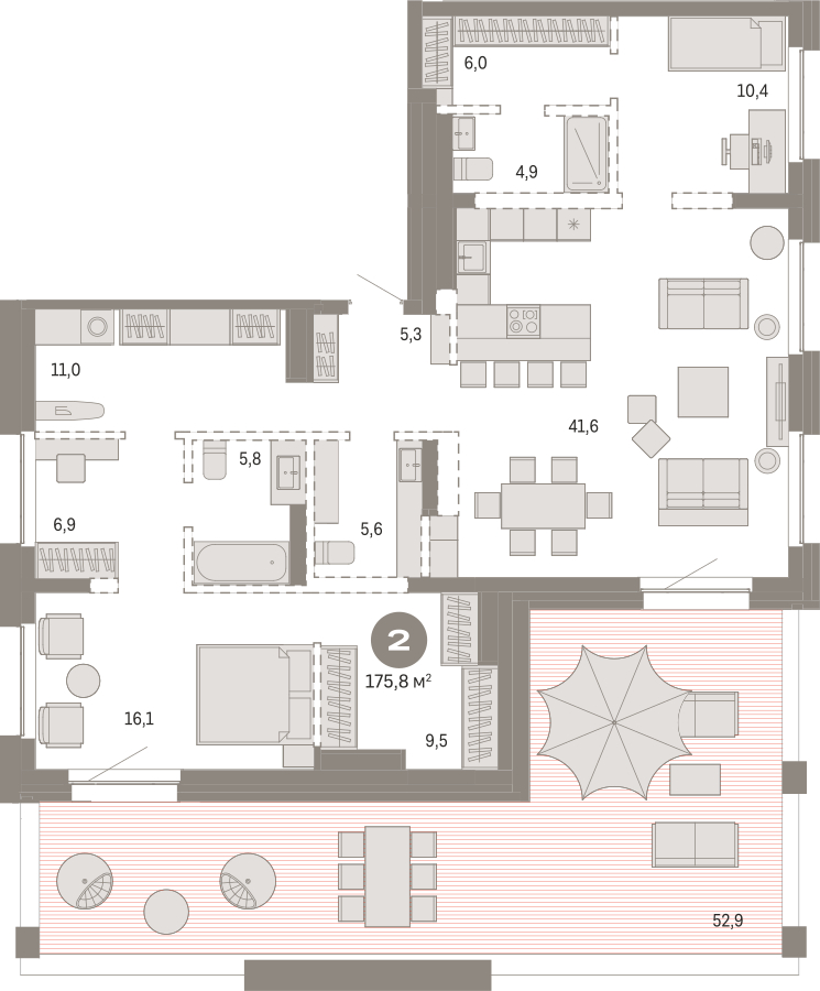 2-комнатная квартира в ЖК Бунинские кварталы на 8 этаже в 1 секции. Сдача в 2 кв. 2026 г.