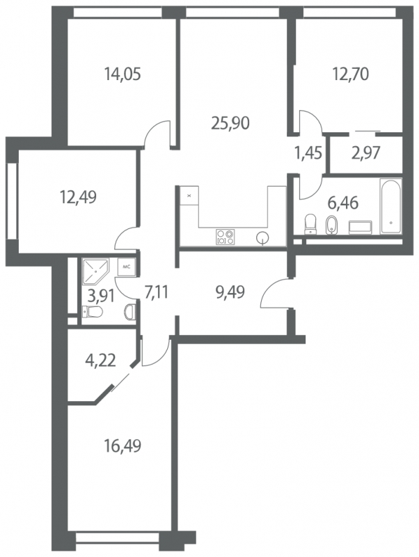 1-комнатная квартира с отделкой в ЖК Лучи на 10 этаже в 1 секции. Сдача в 3 кв. 2024 г.