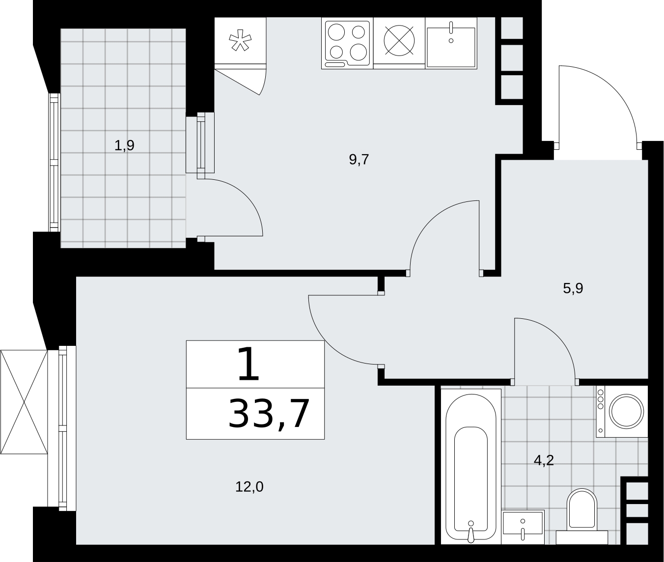 1-комнатная квартира с отделкой в ЖК Суздальское  шоссе 20 на 19 этаже в 1 секции. Сдача в 4 кв. 2022 г.