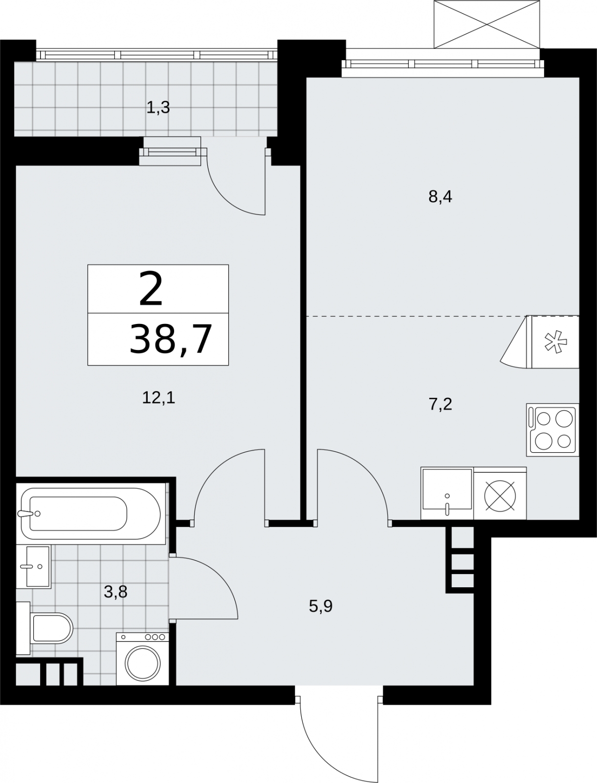 1-комнатная квартира с отделкой в ЖК balance на 23 этаже в 6 секции. Сдача в 3 кв. 2021 г.