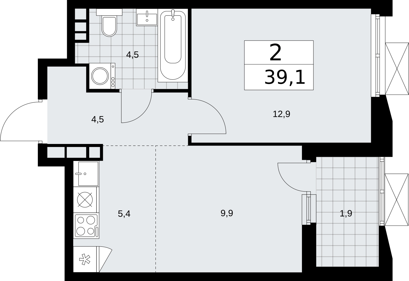 1-комнатная квартира с отделкой в ЖК balance на 29 этаже в 6 секции. Сдача в 3 кв. 2021 г.