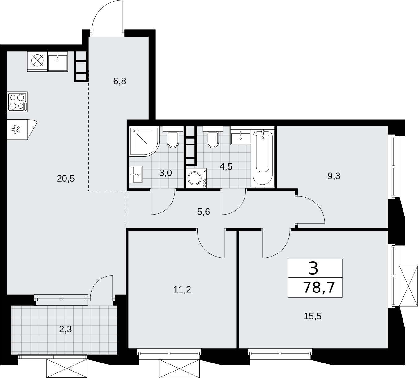 1-комнатная квартира с отделкой в ЖК balance на 22 этаже в 6 секции. Сдача в 3 кв. 2021 г.