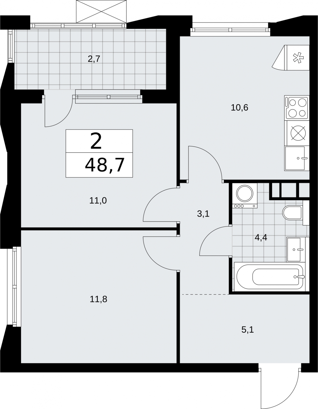 1-комнатная квартира с отделкой в ЖК balance на 28 этаже в 3 секции. Сдача в 3 кв. 2021 г.