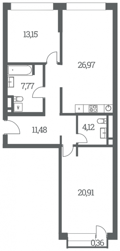 3-комнатная квартира в ЖК Headliner на 36 этаже в 2 секции. Сдача в 4 кв. 2022 г.
