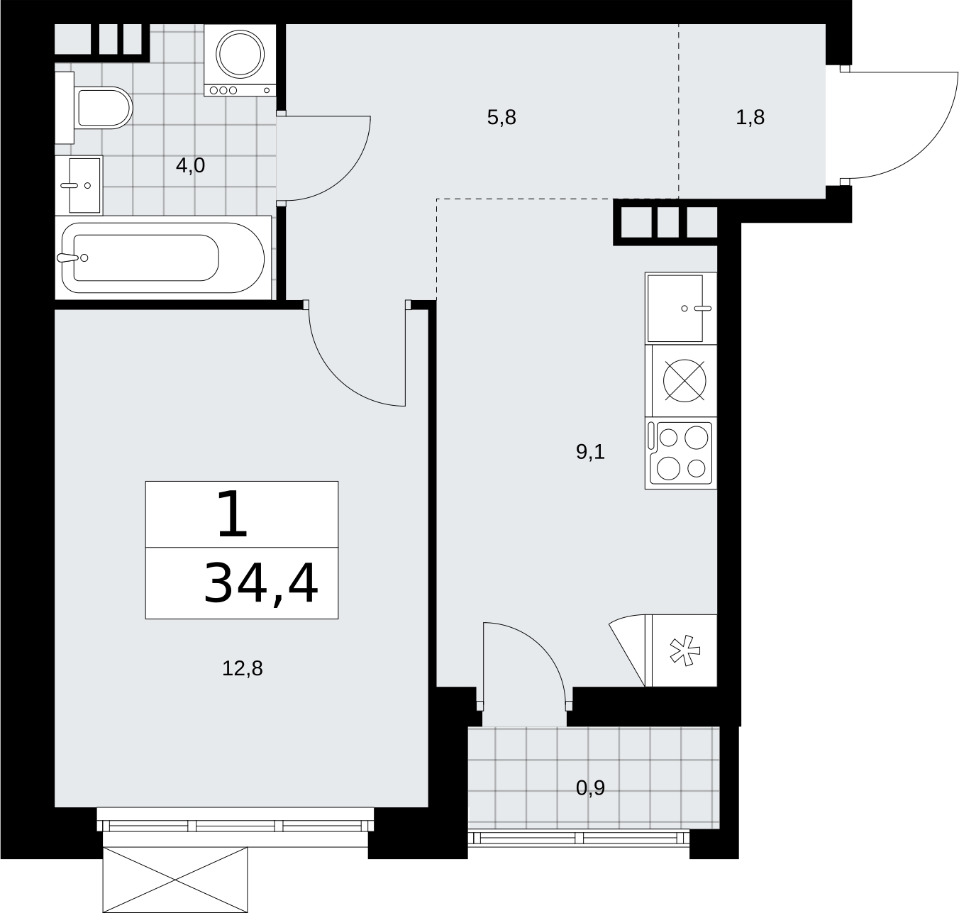 1-комнатная квартира в ЖК Holland park на 2 этаже в 4 секции. Сдача в 4 кв. 2023 г.