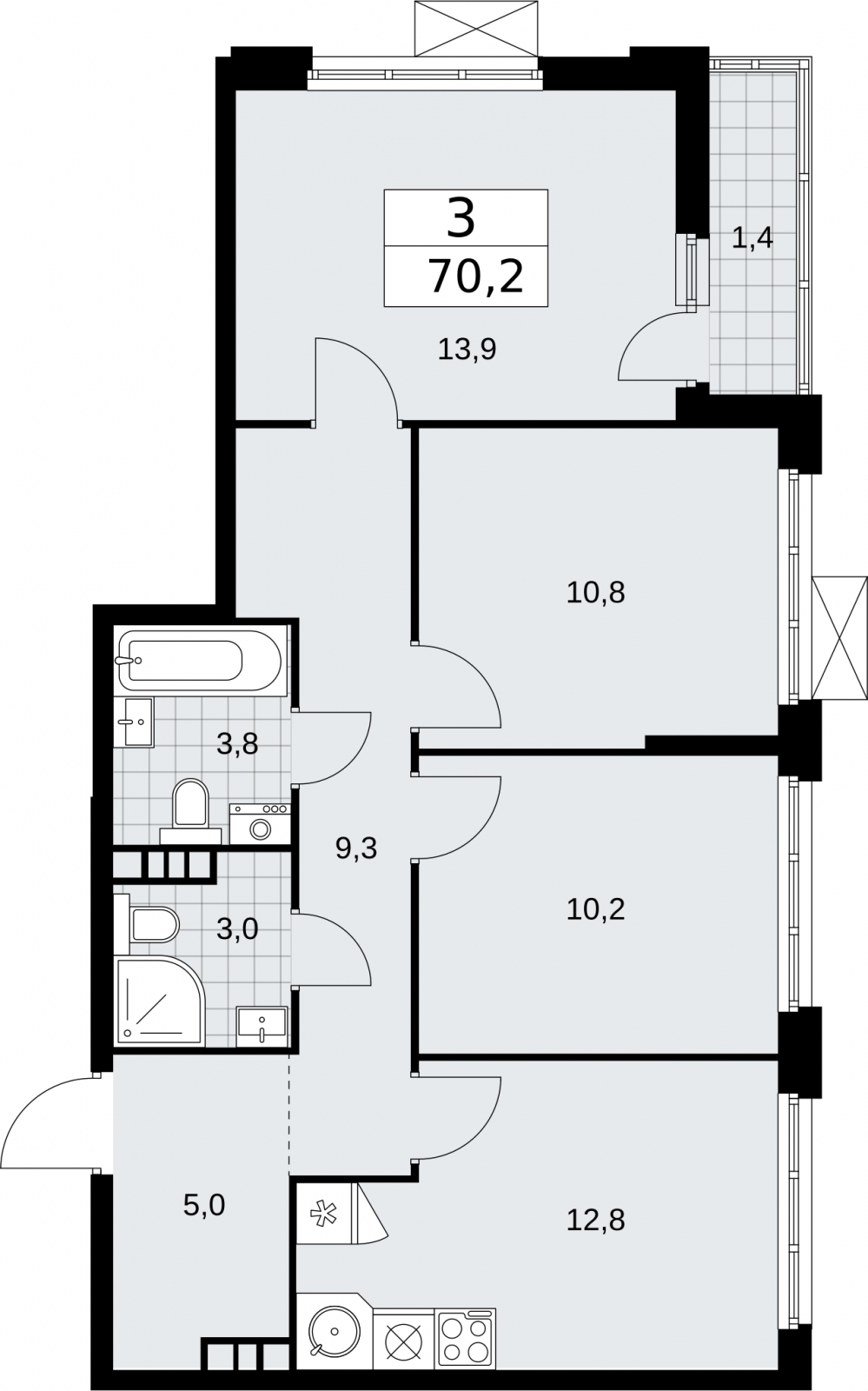 2-комнатная квартира в ЖК Holland park на 6 этаже в 3 секции. Сдача в 4 кв. 2023 г.