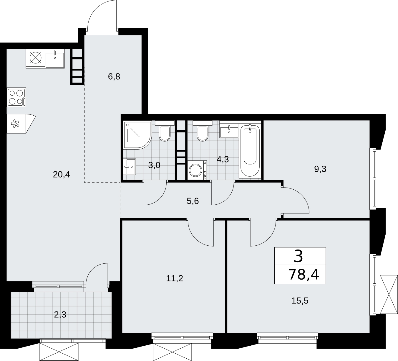 2-комнатная квартира с отделкой в ЖК balance на 4 этаже в 6 секции. Сдача в 3 кв. 2021 г.