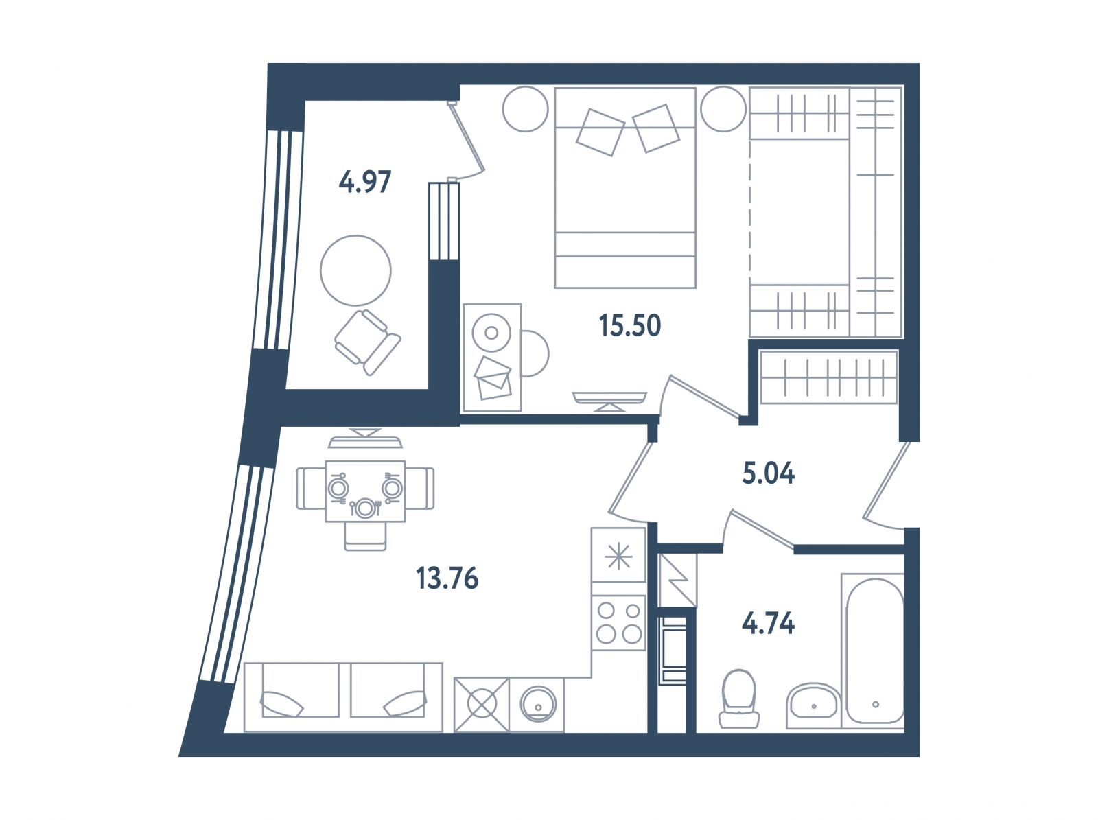 3-комнатная квартира в ЖК Бунинские кварталы на 17 этаже в 2 секции. Сдача в 2 кв. 2026 г.