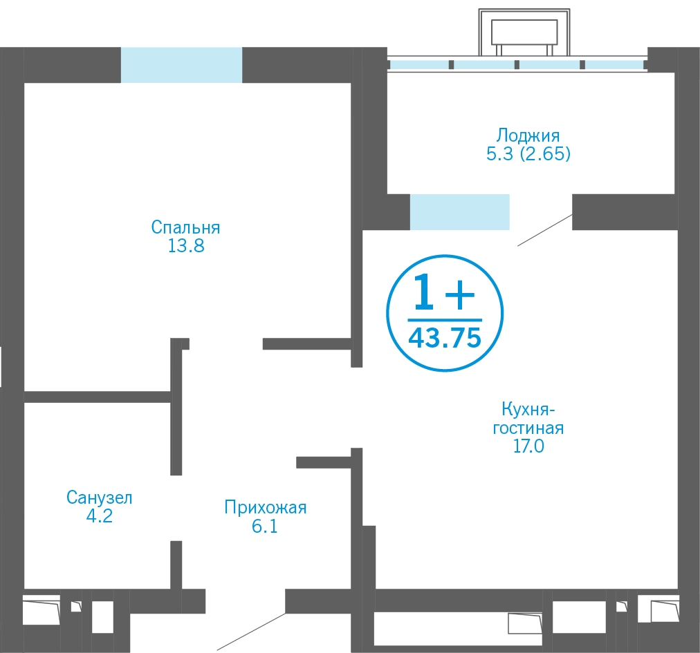 2-комнатная квартира в ЖК Бунинские кварталы на 15 этаже в 3 секции. Сдача в 2 кв. 2026 г.