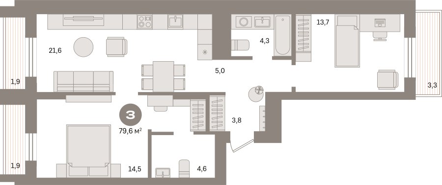 2-комнатная квартира в ЖК Бунинские кварталы на 2 этаже в 4 секции. Сдача в 2 кв. 2026 г.