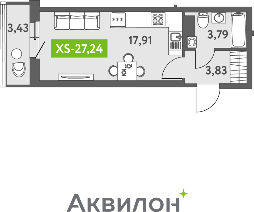 2-комнатная квартира с отделкой в ЖК Октябрьский на Туре на 15 этаже в 2 секции. Сдача в 2 кв. 2025 г.