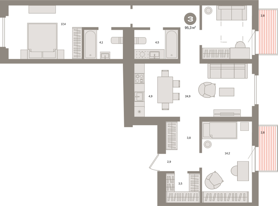 1-комнатная квартира (Студия) в ЖК Бунинские кварталы на 2 этаже в 6 секции. Сдача в 2 кв. 2026 г.