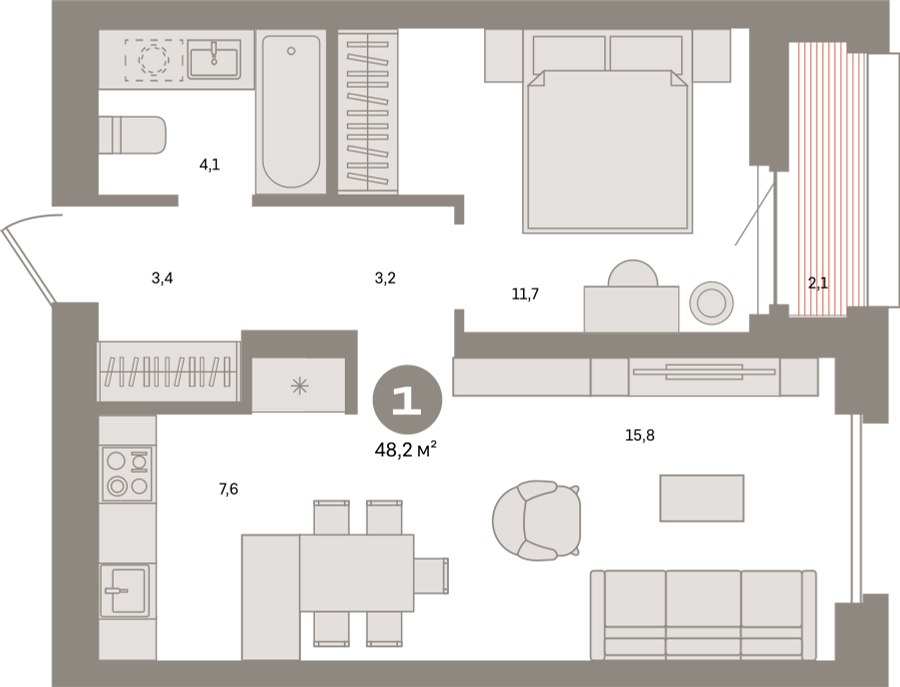 2-комнатная квартира в ЖК Бунинские кварталы на 2 этаже в 6 секции. Сдача в 2 кв. 2026 г.
