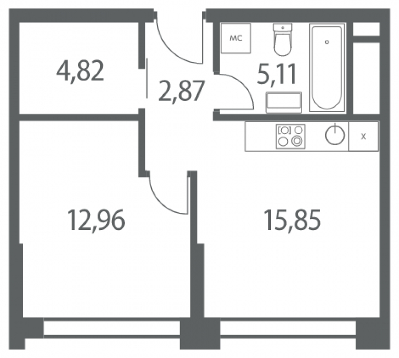 3-комнатная квартира в ЖК Headliner на 4 этаже в 4 секции. Сдача в 4 кв. 2022 г.
