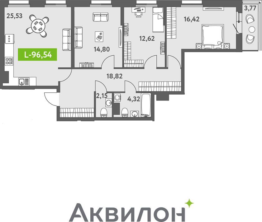 2-комнатная квартира с отделкой в ЖК Октябрьский на Туре на 11 этаже в 3 секции. Сдача в 2 кв. 2025 г.