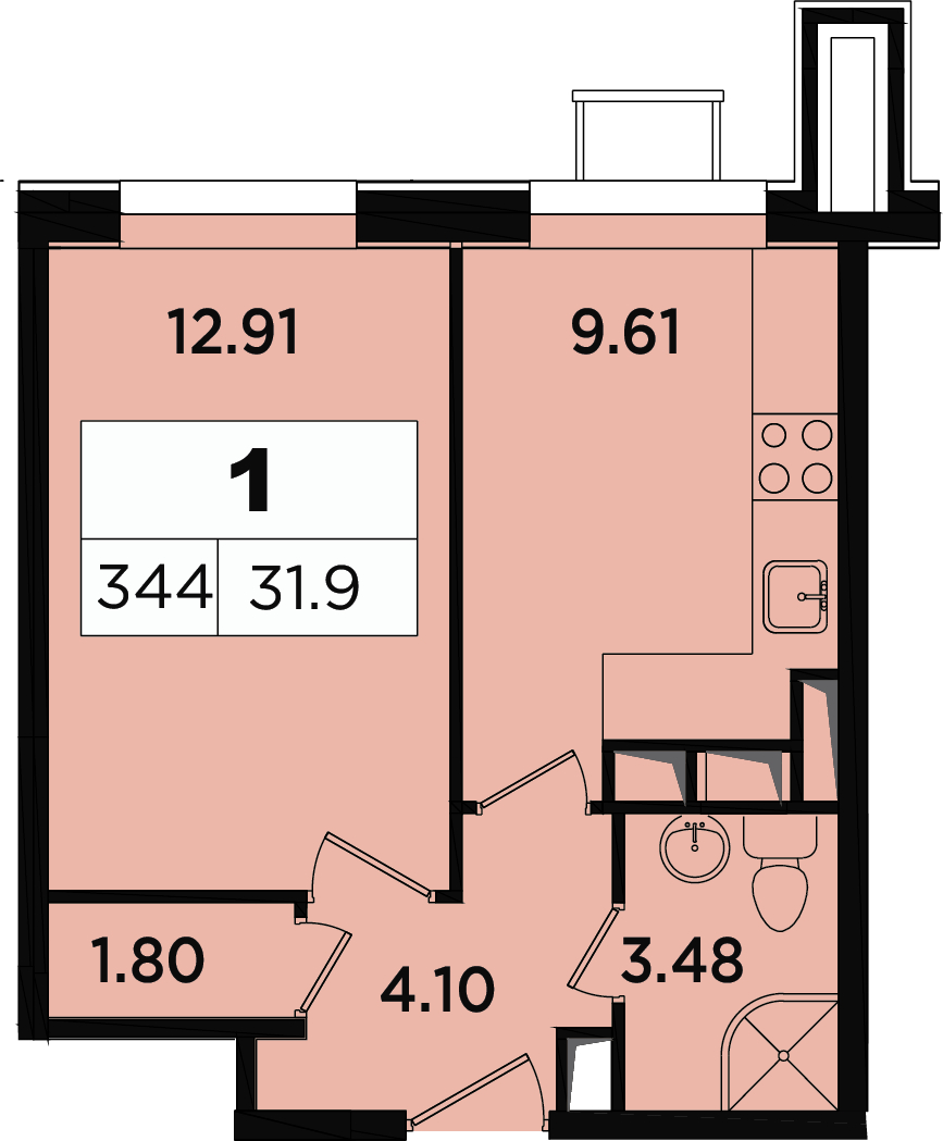 1-комнатная квартира (Студия) в мкр. Новое Медведково на 10 этаже в 1 секции. Сдача в 4 кв. 2023 г.