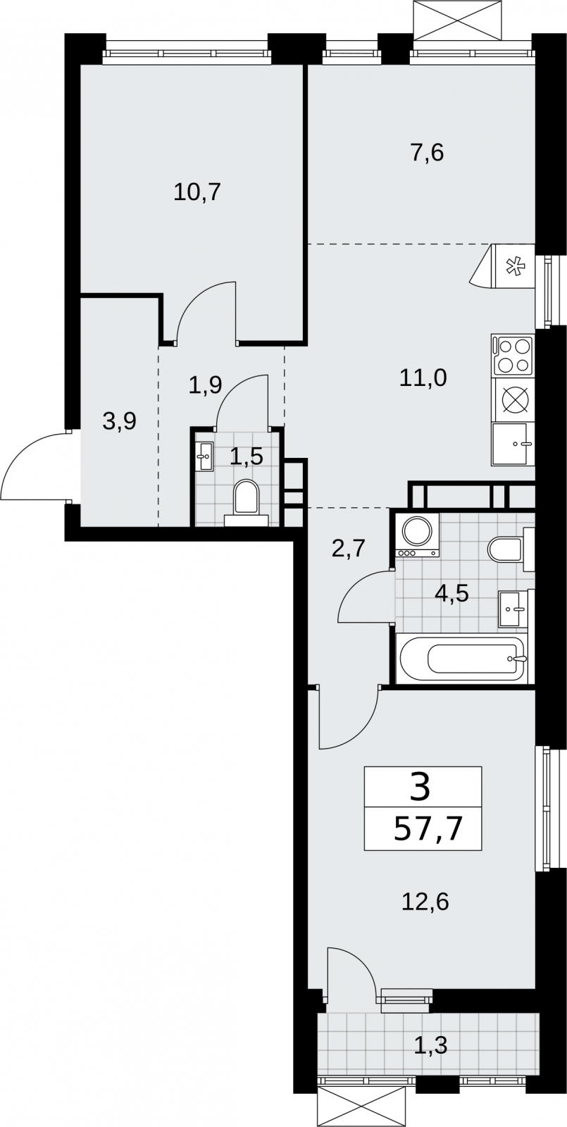 2-комнатная квартира с отделкой в ЖК Южная Битца на 14 этаже в 4 секции. Сдача в 3 кв. 2023 г.