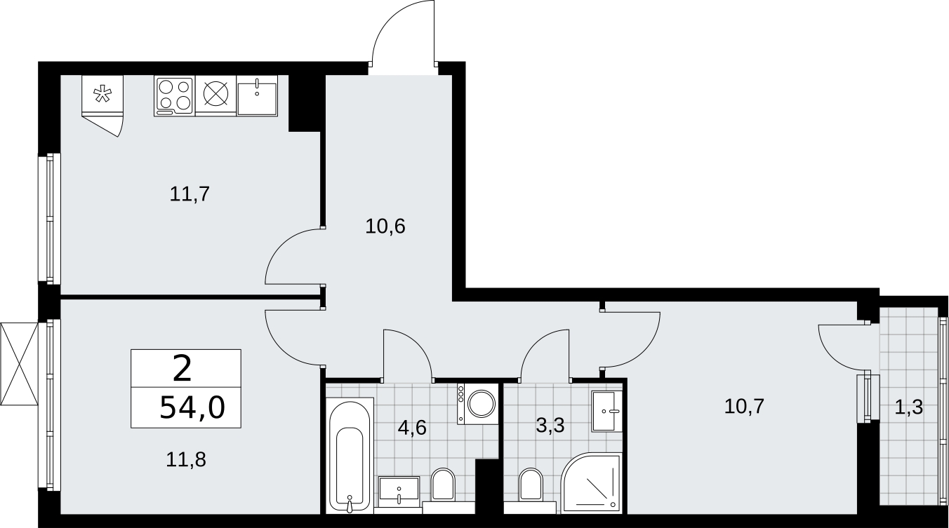 3-комнатная квартира в ЖК Бунинские кварталы на 4 этаже в 4 секции. Сдача в 2 кв. 2026 г.