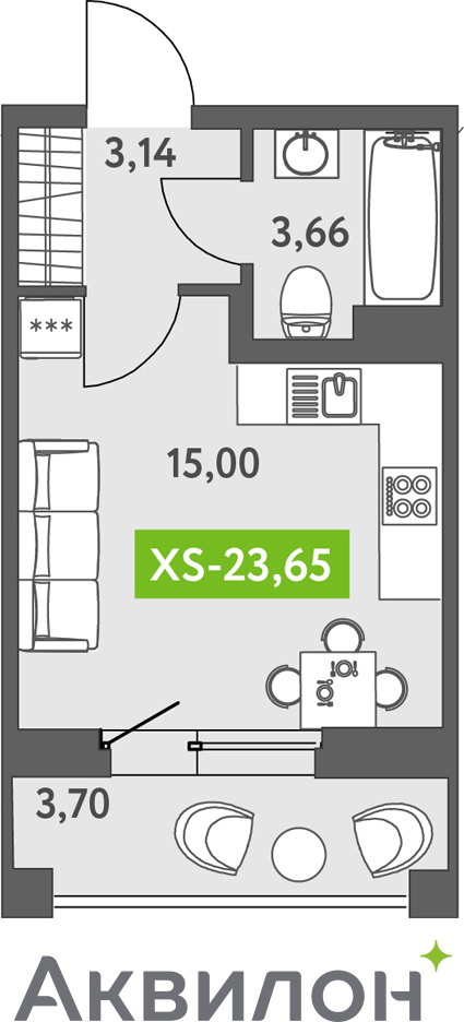 2-комнатная квартира в ЖК CUBE на 12 этаже в 1 секции. Сдача в 4 кв. 2024 г.