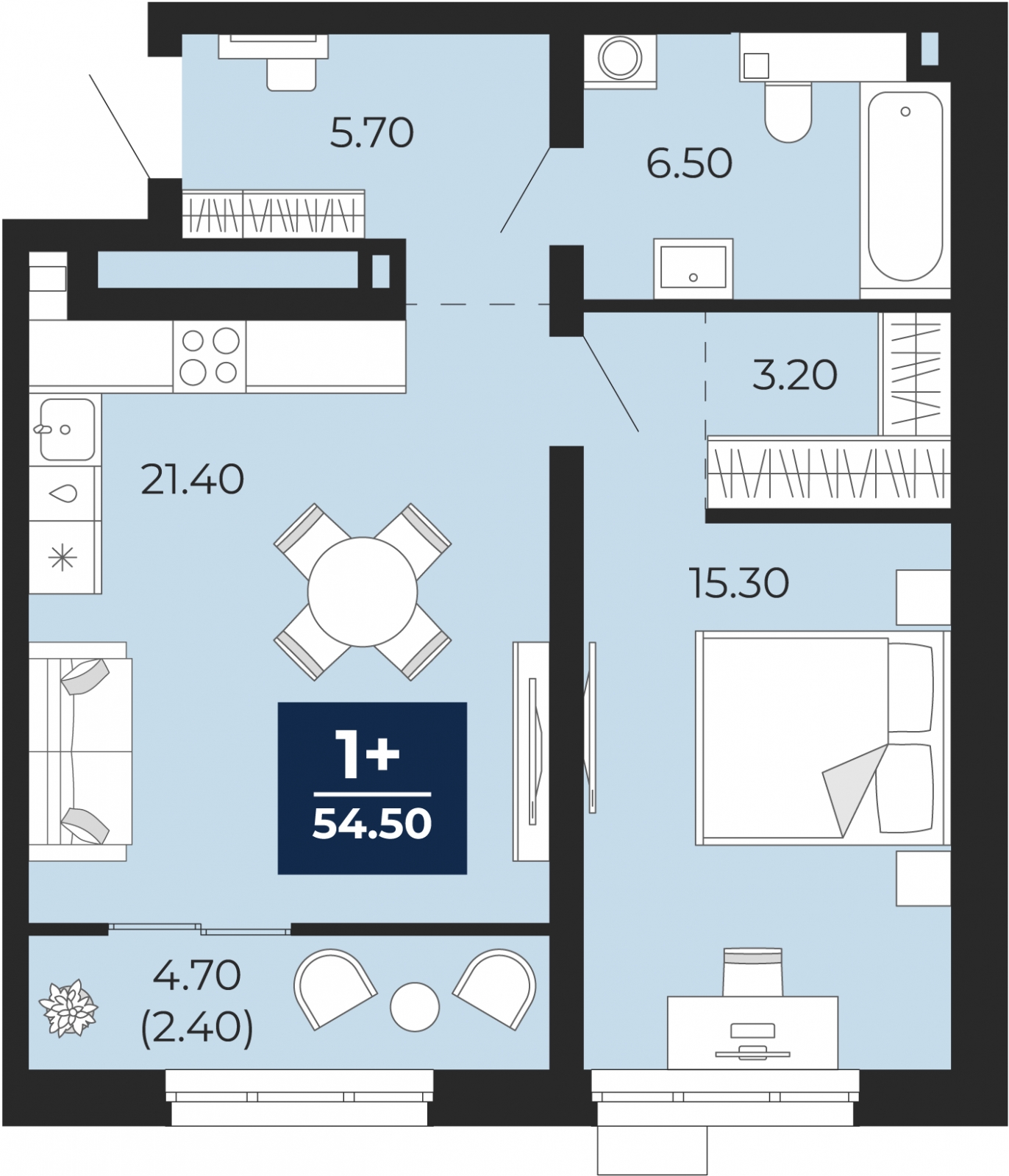 3-комнатная квартира в ЖК Бунинские кварталы на 9 этаже в 7 секции. Сдача в 2 кв. 2026 г.