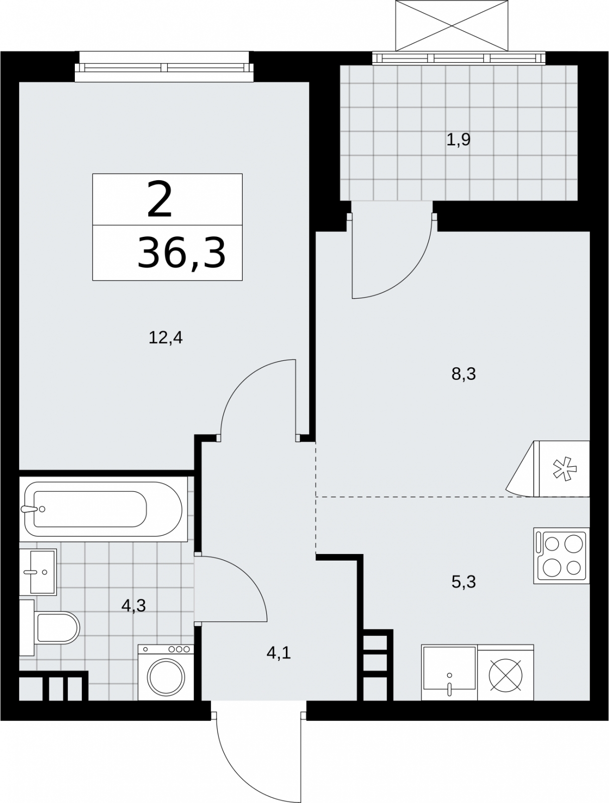 2-комнатная квартира с отделкой в ЖК AVrorA на 10 этаже в 3 секции. Сдача в 3 кв. 2022 г.