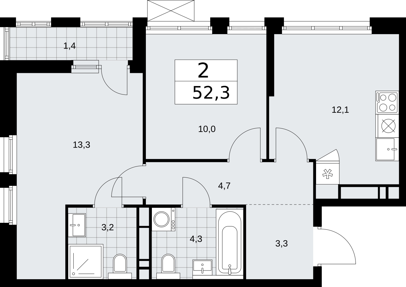 2-комнатная квартира с отделкой в ЖК AVrorA на 10 этаже в 7 секции. Сдача в 3 кв. 2022 г.