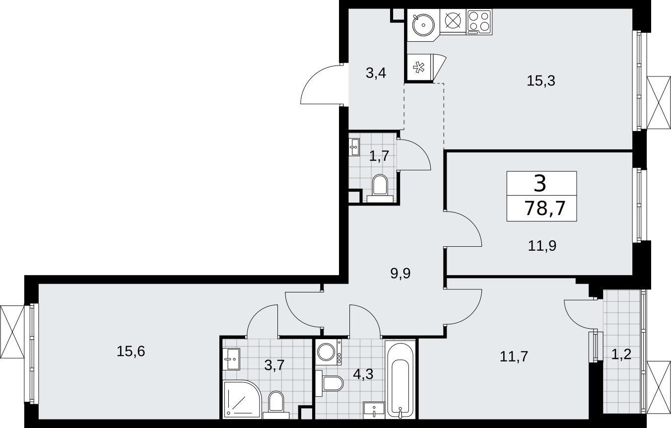 2-комнатная квартира с отделкой в ЖК AVrorA на 12 этаже в 3 секции. Сдача в 3 кв. 2022 г.