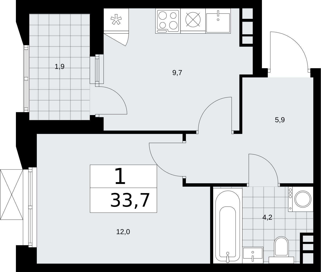 2-комнатная квартира с отделкой в ЖК AVrorA на 13 этаже в 2 секции. Сдача в 3 кв. 2022 г.