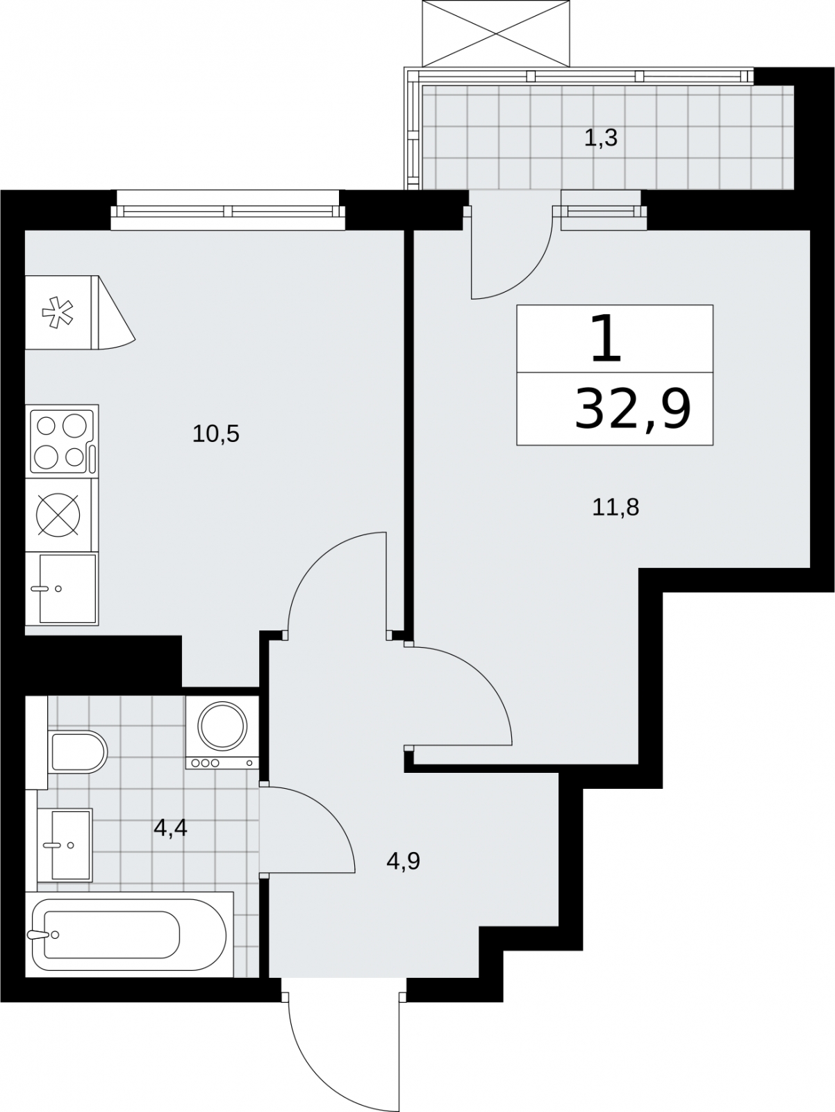 4-комнатная квартира в ЖК Бунинские кварталы на 5 этаже в 2 секции. Сдача в 2 кв. 2026 г.