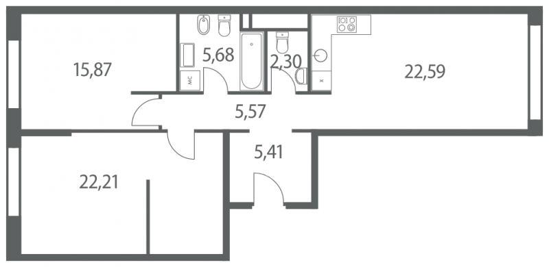 1-комнатная квартира в ЖК Лучи на 13 этаже в 1 секции. Сдача в 4 кв. 2021 г.