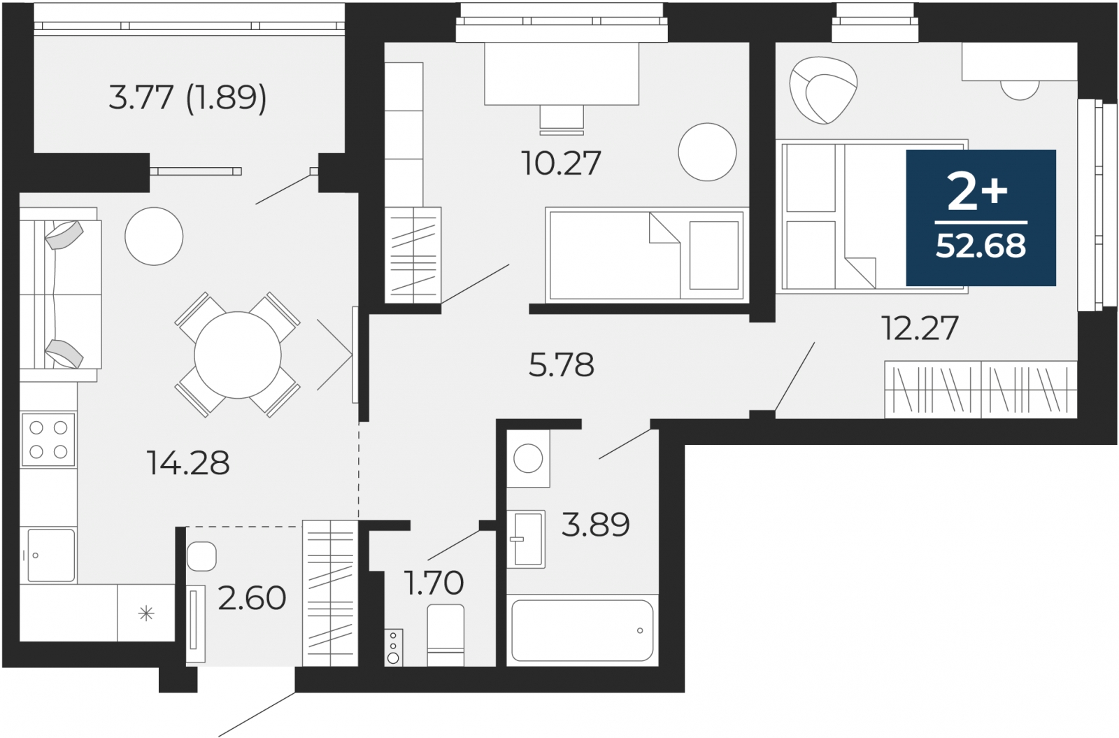 1-комнатная квартира (Студия) в ЖК Бунинские кварталы на 13 этаже в 2 секции. Сдача в 2 кв. 2026 г.