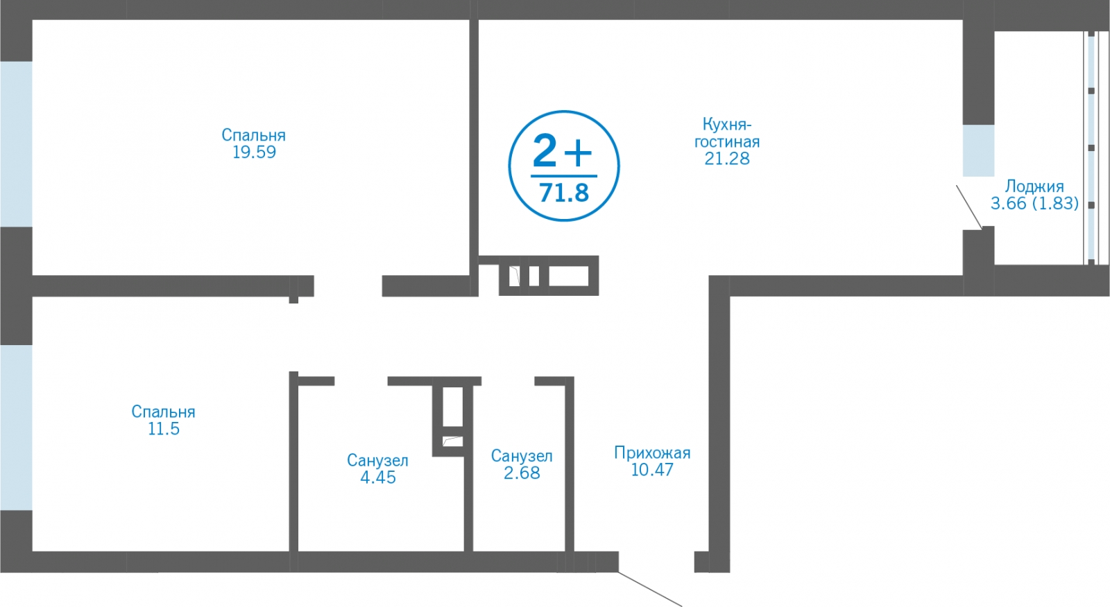 1-комнатная квартира (Студия) в ЖК Бунинские кварталы на 3 этаже в 3 секции. Сдача в 2 кв. 2026 г.