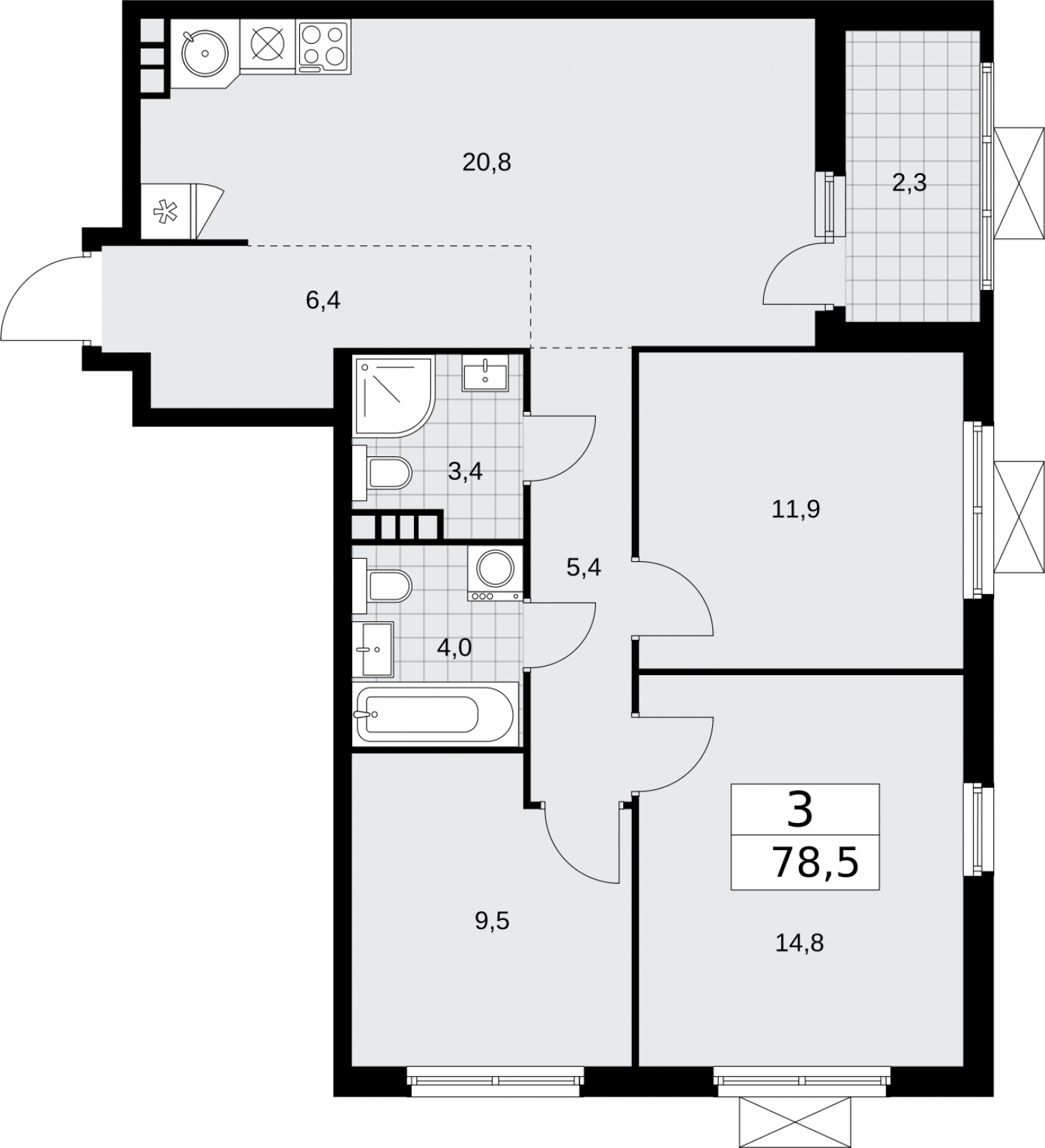 2-комнатная квартира с отделкой в ЖК ВТБ Арена Парк на 10 этаже в 1 секции. Дом сдан.