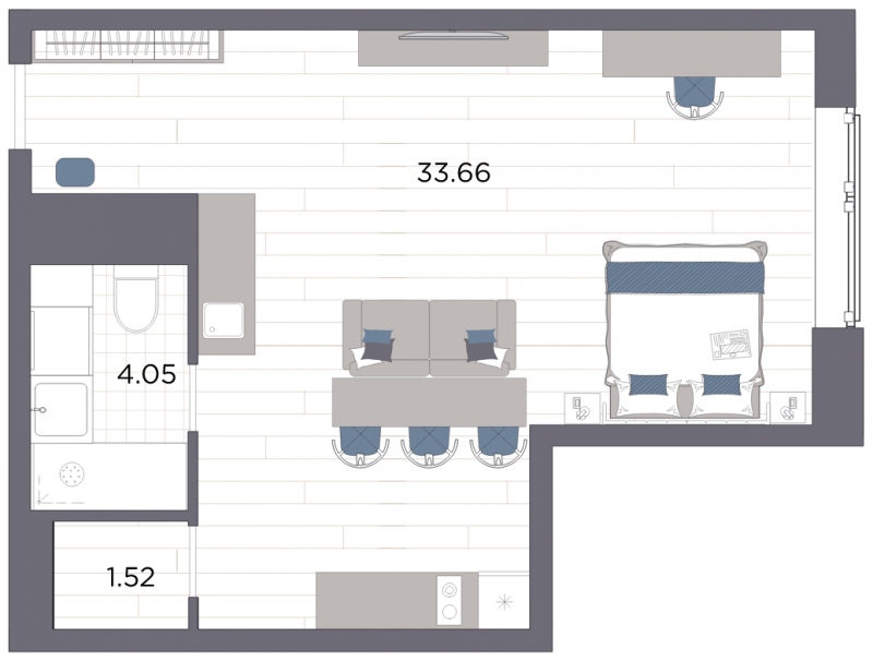 3-комнатная квартира с отделкой в ЖК Бунинские кварталы на 9 этаже в 1 секции. Сдача в 2 кв. 2026 г.