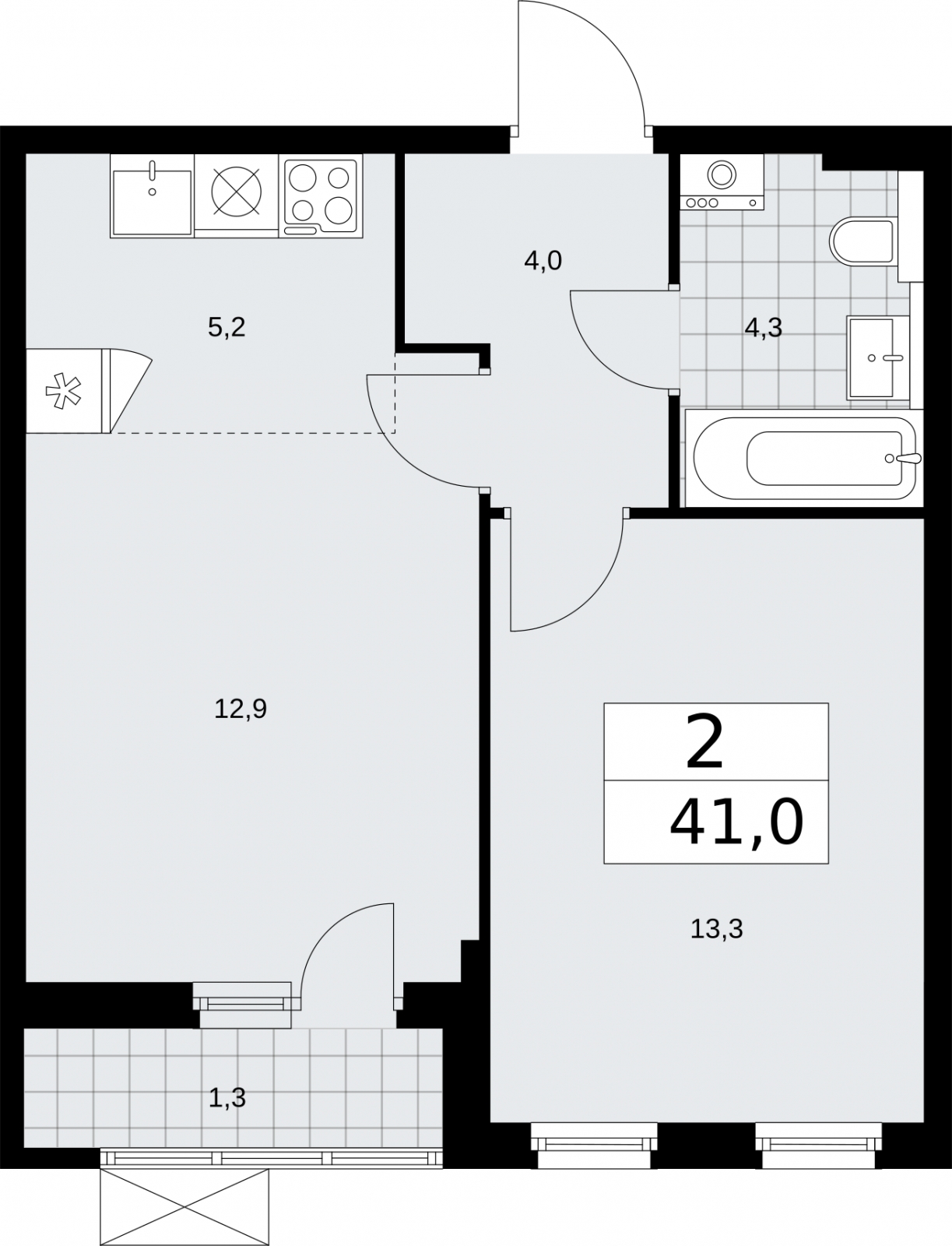 3-комнатная квартира с отделкой в ЖК Бунинские кварталы на 6 этаже в 2 секции. Сдача в 2 кв. 2026 г.