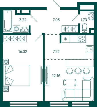 3-комнатная квартира в ЖК Бунинские кварталы на 9 этаже в 4 секции. Сдача в 2 кв. 2026 г.