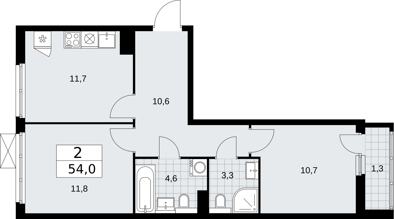 2-комнатная квартира с отделкой в ЖК Бунинские кварталы на 9 этаже в 2 секции. Сдача в 2 кв. 2026 г.