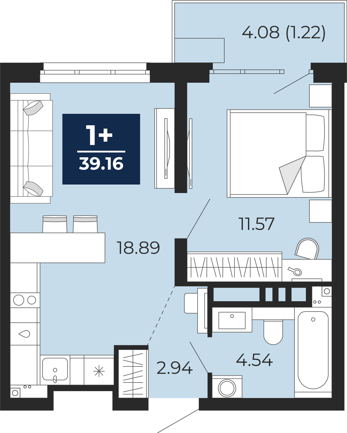 2-комнатная квартира с отделкой в ЖК Бунинские кварталы на 11 этаже в 2 секции. Сдача в 2 кв. 2026 г.