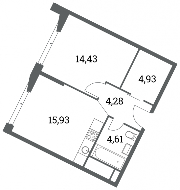 2-комнатная квартира в ЖК Headliner на 3 этаже в 3 секции. Сдача в 4 кв. 2022 г.