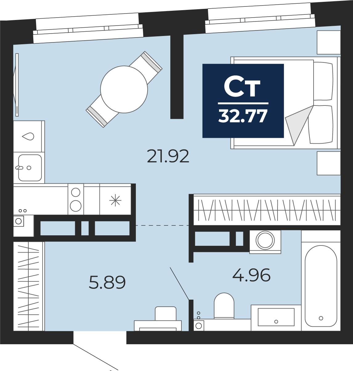1-комнатная квартира с отделкой в ЖК Бунинские кварталы на 6 этаже в 5 секции. Сдача в 2 кв. 2026 г.