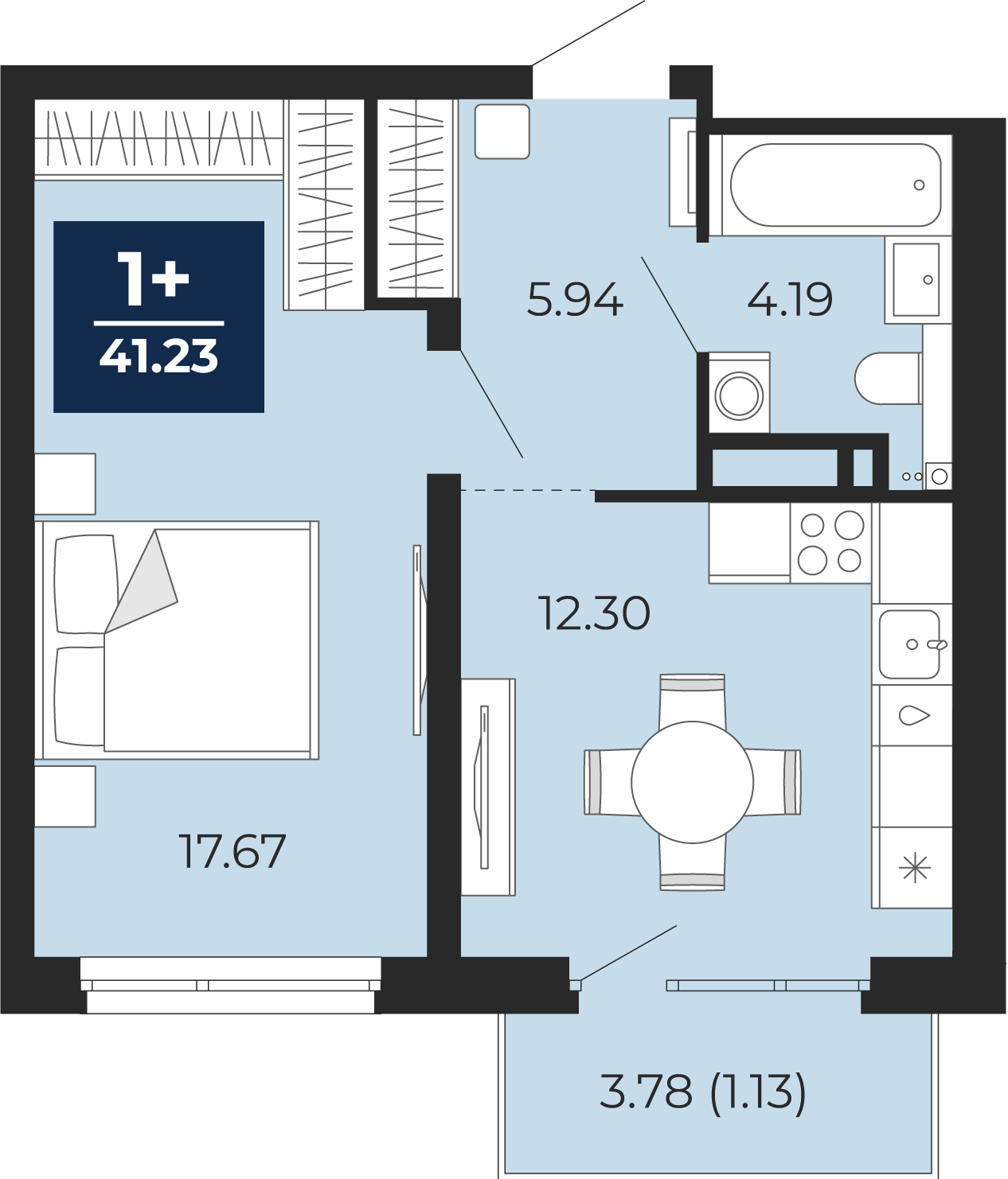 2-комнатная квартира в ЖК Бунинские кварталы на 5 этаже в 7 секции. Сдача в 2 кв. 2026 г.