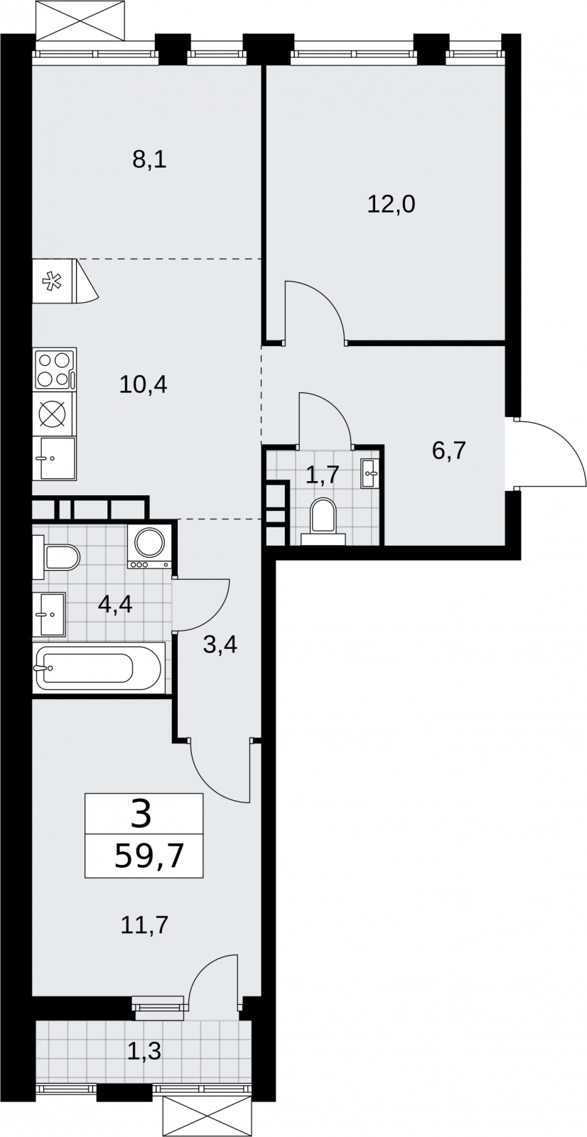 1-комнатная квартира в ЖК iLove на 25 этаже в 6 секции. Сдача в 4 кв. 2023 г.