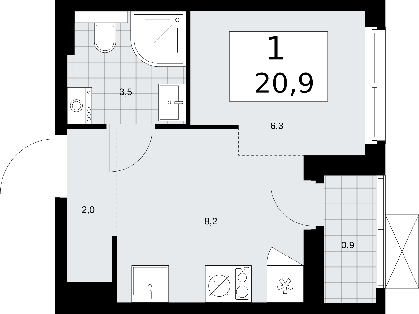3-комнатная квартира в ЖК iLove на 2 этаже в 5 секции. Сдача в 4 кв. 2023 г.