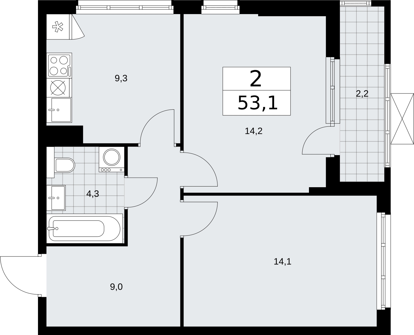 1-комнатная квартира с отделкой в ЖК Амурский парк на 2 этаже в 2 секции. Сдача в 3 кв. 2024 г.