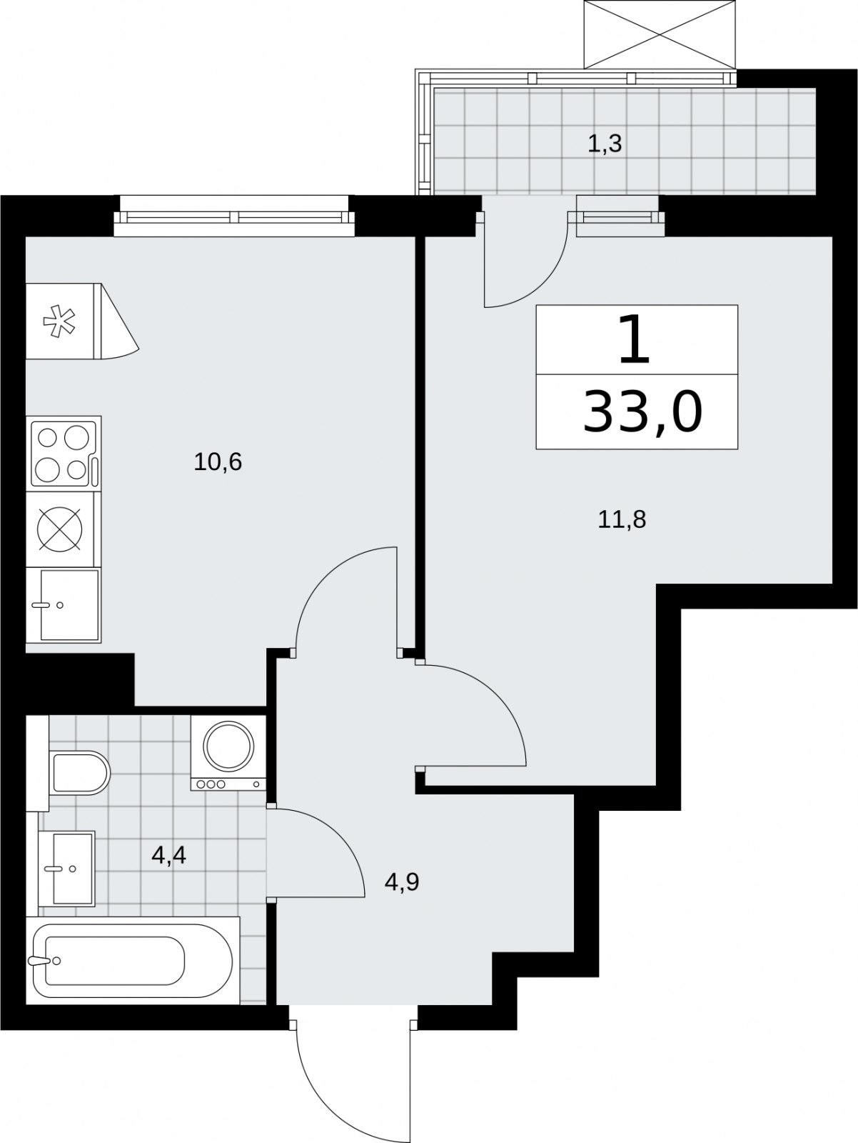 1-комнатная квартира с отделкой в ЖК Амурский парк на 22 этаже в 3 секции. Сдача в 3 кв. 2024 г.