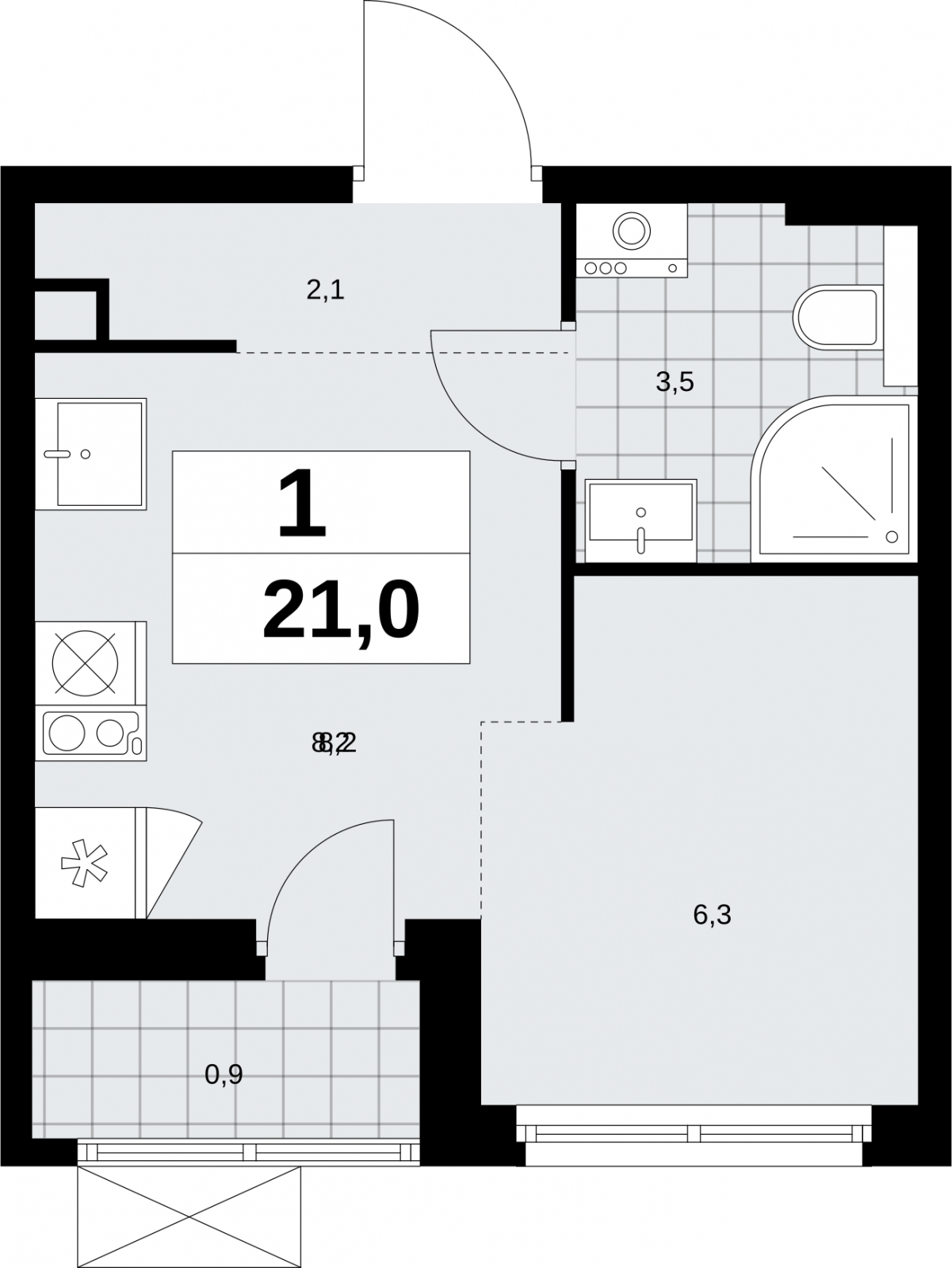 2-комнатная квартира с отделкой в ЖК Бунинские кварталы на 5 этаже в 6 секции. Сдача в 2 кв. 2026 г.